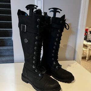 Harley-Davidson Black Tall Lace-Up Boots